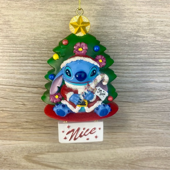 Double Sided Rare Lilo & Stitch Naughty or Nice Christmas Ornament 4" - Picture 3 of 3